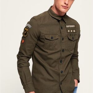 NWT Superdry cotton Military Storm shirt. Army shirt. Size L